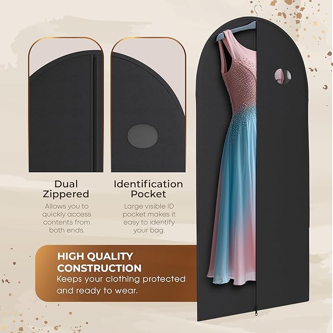 Black Suit, Dress and Gown Garment Travel Bags - 54" x 24" - Men's and Women's