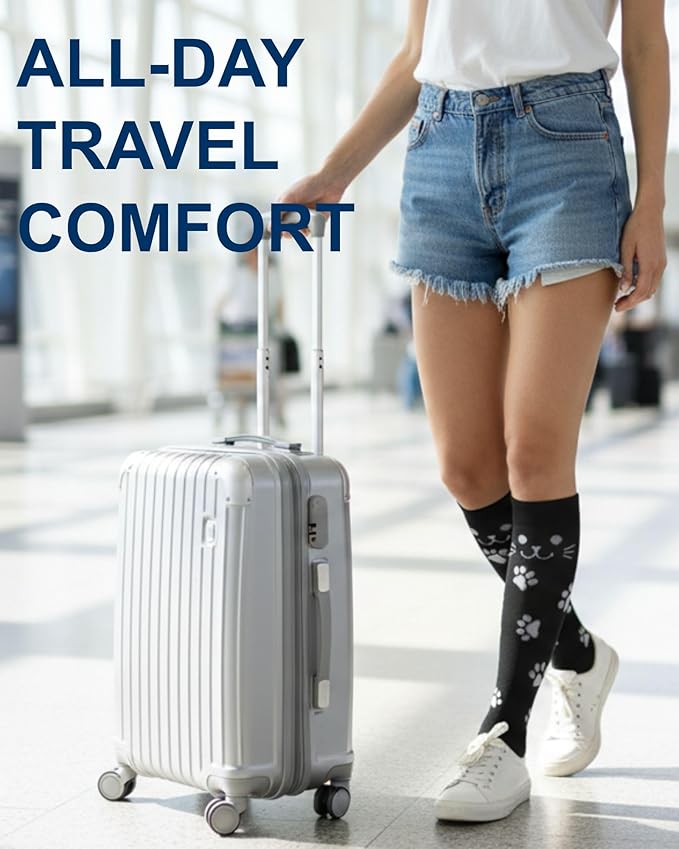 Compression Socks for Women 15-20 mmHg, Viscose from Bamboo, 3-Pair Knee High for Flying, Work & All-Day Comfort