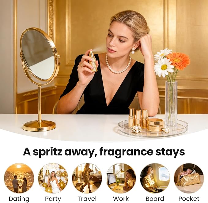 Travel Perfume Bottle Refillable 3PCS, Leak-Proof TSA Perfume Travel Bottle, Luxury Refillable Perfume Atomizer Portable Perfume Sprayer for Women & Men