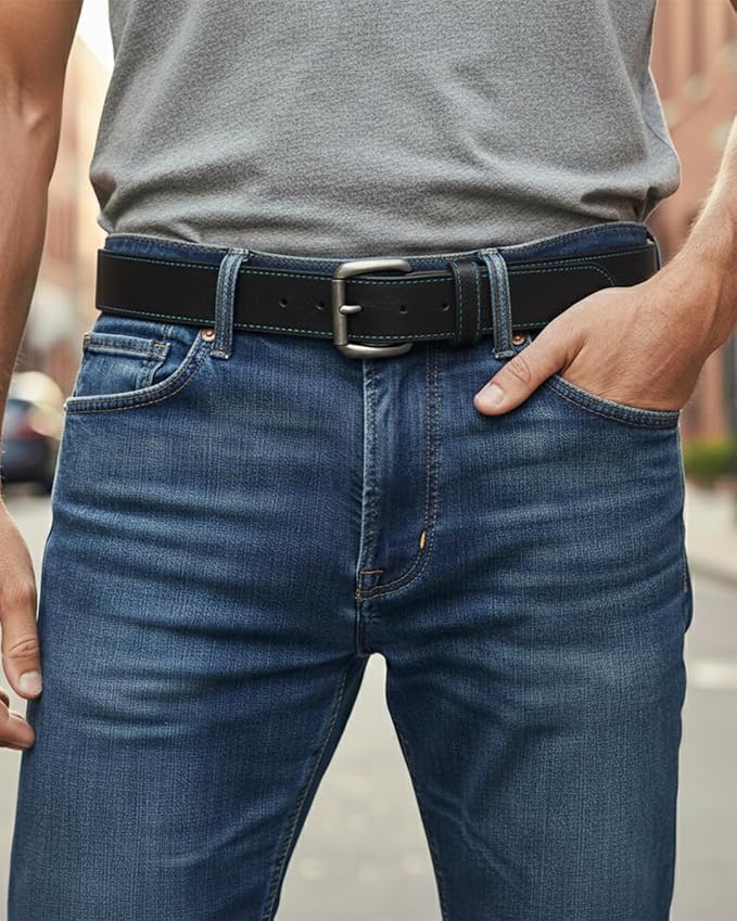 First Mfg Co - Mens Premium Leather Belt With Removable Buckle And Hidden Zipper Money Belt Daily Wear For Pants Perfect Fit