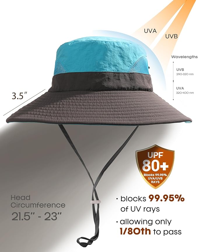 FURTALK Womens Sun Hat with Ponytail Hole Beach Hiking Summer Wide Brim UPF 80+ Outdoor Protection Foldable Bucket Hat