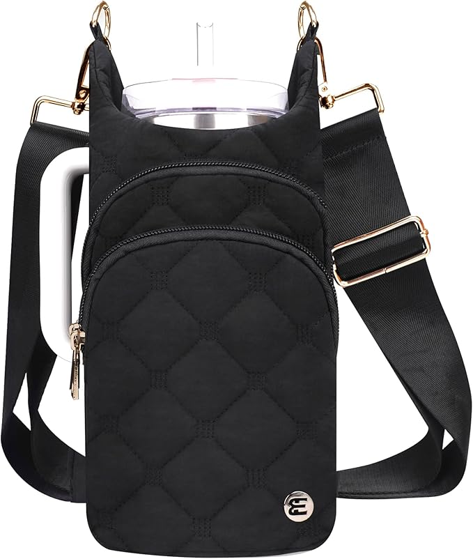 Water Bottle Holder with Strap for 30/32 oz, Crossbody Water Bottle Carrier Bag with RFID Blocking Phone Pocket