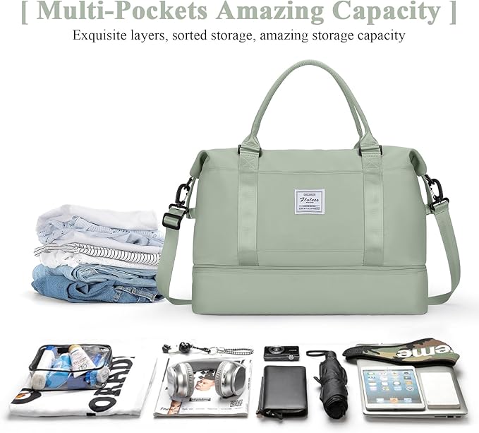 Travel Duffel Bag with Shoes Compartment, Overnight Weekender Bags for Women,Carry on Personal Item Bag