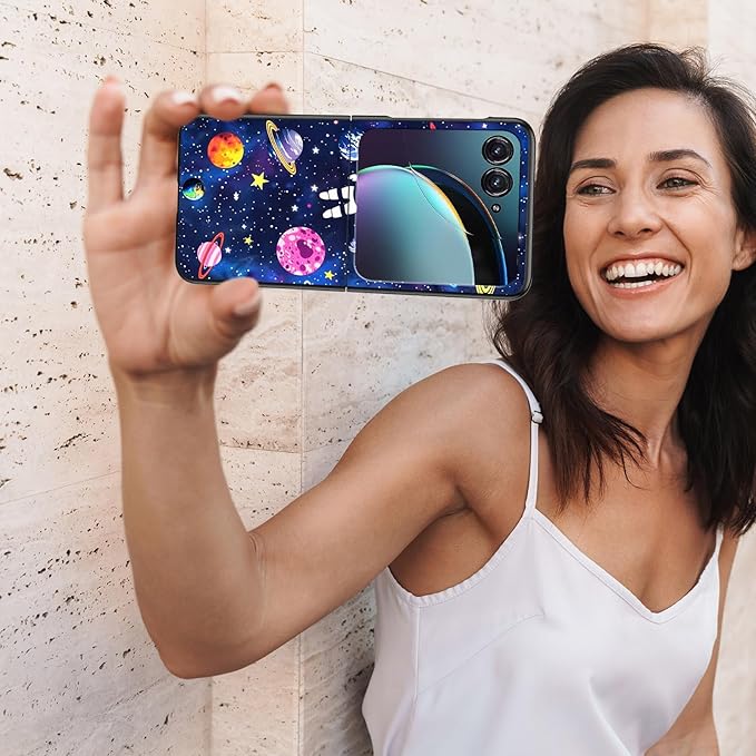 for Motorola Razr Plus 2025 Case,for Razor Plus 2025 Phone Case Cute Slim Hard PC Ultra-Thin Anti-Scratches Shockproof Protective Cover,Astronaut Space Planet
