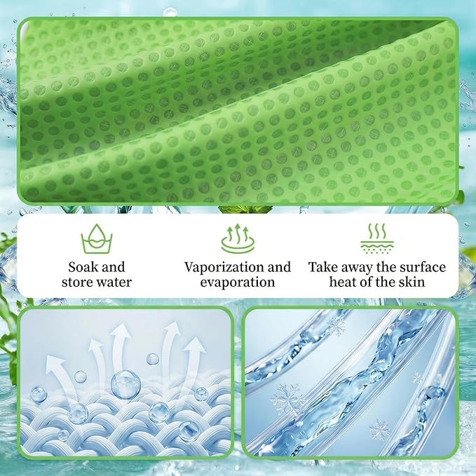 Premium PVA Cooling Towels for Neck and Face,4pcs 33"*12.7" Cooling Neck Wraps with Textured Dot Surface for Summer Heat,Cool Rags for Hot Weather, Cold Scarf for Gym Yoga Run (Green)