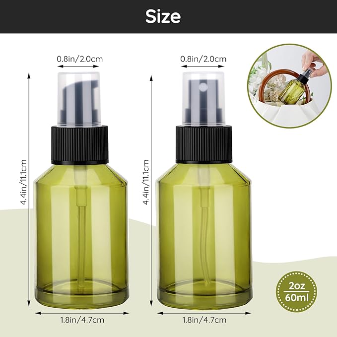 Segbeauty 6pcs 2oz Glass Pump Bottle Dispenser of 3pcs Travel Lotion Container, 3pcs Travel Spray Bottle, 60ml Refillable Perfume Atomizer Empty Lotion Bottles, Small Glass Bottles for Toiletries