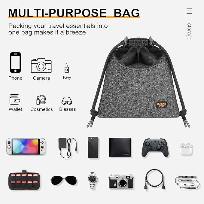Lightweight Headphone Storage Bag, Portable Headset Carrying Pouch Headphone Case Bag Soft Travel Pouch for Over-Ear Headphones/Gaming Headsets/Neckband Earbuds (Large Grey)