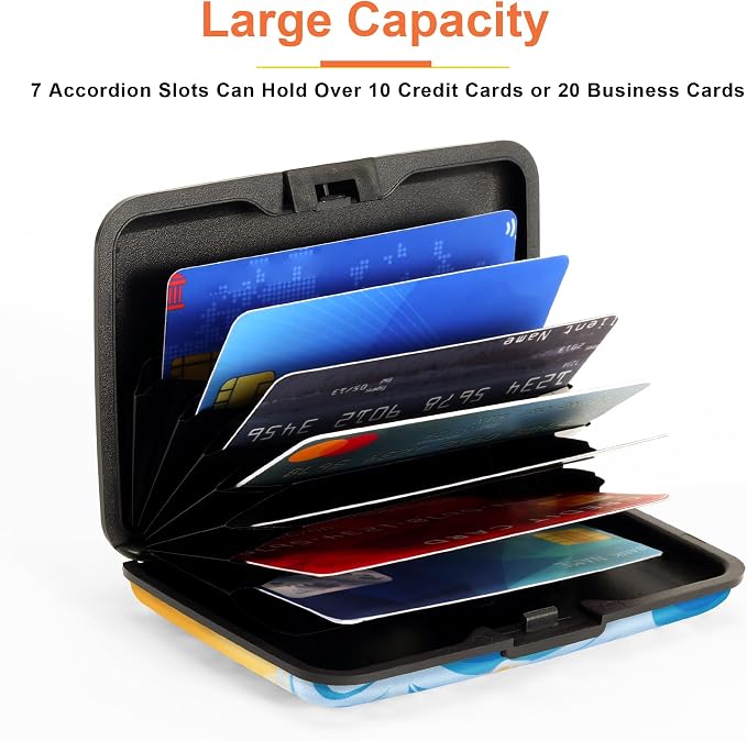 Mayski 2 Pack Credit Card Holder for Women, RFID Blocking, Tropical Surfing Aluminum Alloy Hard Case, Small Mini Business Metal Wallet for Men
