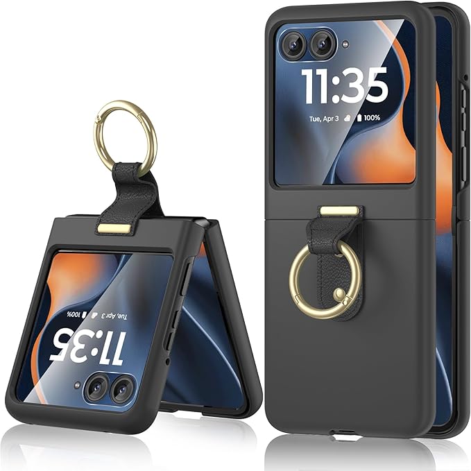 Maxdara for Motorola Razr 2026 Case [Not Fit Razr Plus 2026], Ring Case with Built-in Screen Protector, Hard PC Ultra Thin Shockproof Protective Phone Cover for Moto Razr 2026 & 2025 (Black)