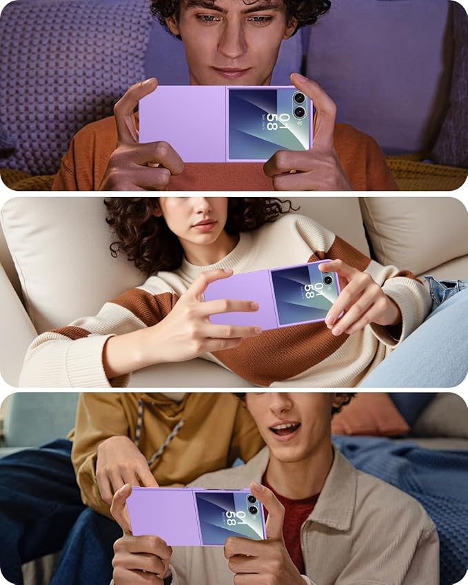 Miimall Slim Fit for Z Flip 7 Case Anti-Scratches,Dustproof Hard Rugged Durable Thinnest Drop-Proof Shock-Proof Non-Slip Lightweight Grip Full Body Cover,Flip7 Phone Case with Screen Protector,Purple