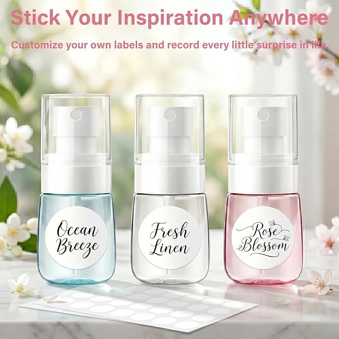 60 Pack 1oz (30ml) Travel Spray Bottles, TSA Approved Leakproof Fine Mist PETG Plastic Sprayer, Mini Refillable Empty Small Bottles Bulk for Skincare, Perfume, Essential Oils & Cleaning