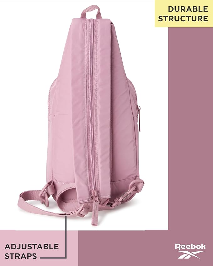 Reebok Unisex Crossbody Bag - Convertible Compact Durable Cross Body Bag for Women and Men - Gym and Travel Essentials, Size One Size, Cosmos Infused Lilac