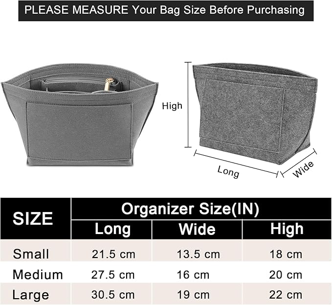 LOUKAYCCI Felt Purse Organizer Insert for Longchamp Le Pliage M Handbag Insert (Medium,Gary)