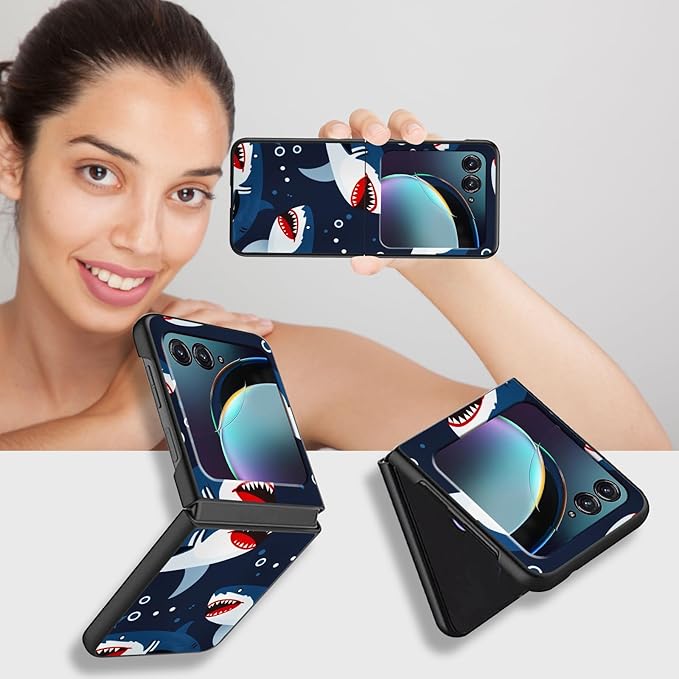 for Motorola Razr 2025 Case,for Moto Razr 60 Phone Case Cute Slim Hard PC Ultra-Thin Anti-Scratches Shockproof Protective Phone Cover,Cartoon Shark