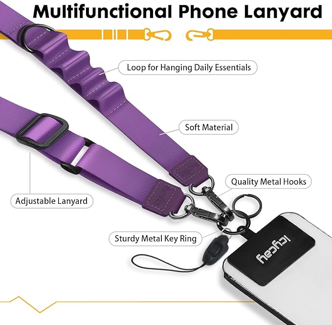 Icycay Phone Lanyard Crossbody, Cell Phone Strap for Around The Neck Adjustable, Anti Theft Cute Lanyard for ID Holder Keys Accessories Travel Essential Women