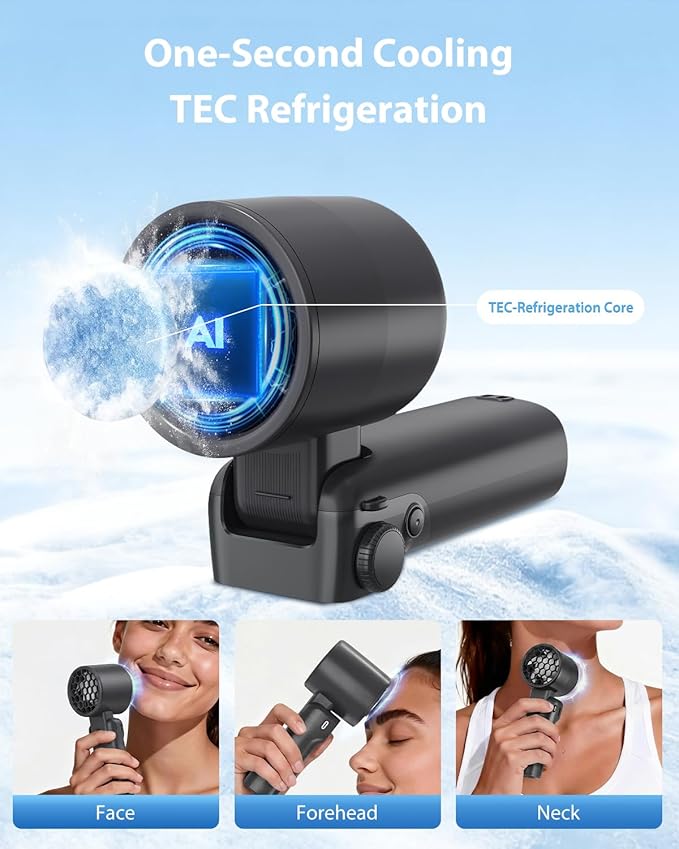 Ouddy Mode Portable Handheld Fan with Ice Cooling, Up to 13Hrs Rechargeable Personal Fan, Foldable Hand Held Pocket Mini Turbo Fans for Travel, Camping, Hiking, Beach, Office, Outdoor