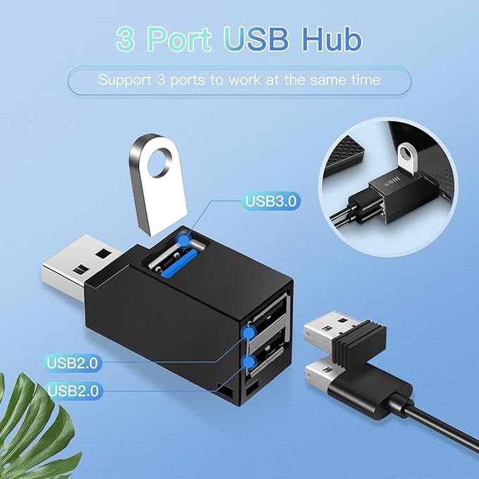 USB Hub,USB 3.0 3 Port,High Speed Car USB Splitter,Plug and Play for MacBook, Mac Pro/Mini, iMac, Surface Pro, XPS, Notebook PC, USB Flash Drives, Mobile HDD, USB Radiator, Scanner, Mobile