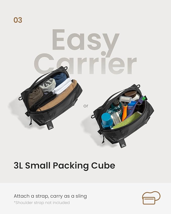 tomtoc 3 Set Packing Cubes for Travel Essentials, Odor-Resistant Compression Expandable Packing Cubes, Lightweight Travel Bag Pouch, Luggage Organizers Accessories for Backpack & Suitcase