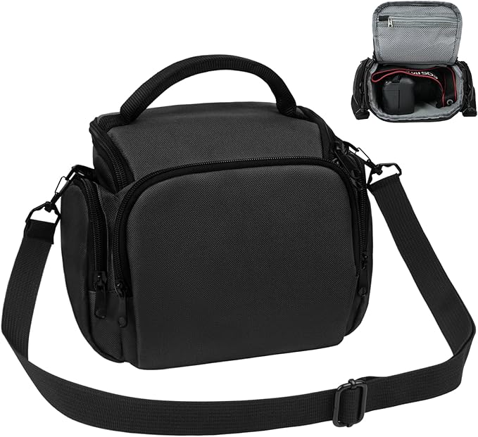 Ainiv DSLR Camera Bag, Waterproof Anti-Shock SLR Camera Case, Large Adjustable Shoulder Strap Camera Backpack, Portable Crossbody Single Shoulder Backpacks Compatible with Canon, Sony, Nikon, Black