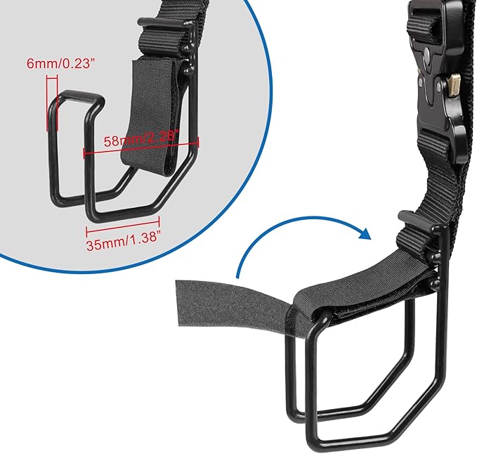 Vigorport Luggage Hook Strap, J Hook for Add a Bag Luggage, Multi Adjustment Bag Strap Hook with Hands Free (Large Size/Metal Buckle)