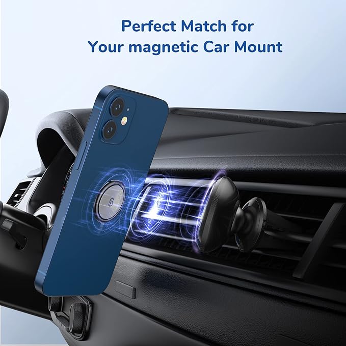 Syncwire Cell Phone Ring Holder Stand, 360 Degree Rotation Universal Finger Ring Kickstand with Polished Metal Phone Grip for Magnetic Car Mount Compatible with iPhone, Samsung, LG, Sony - Gray