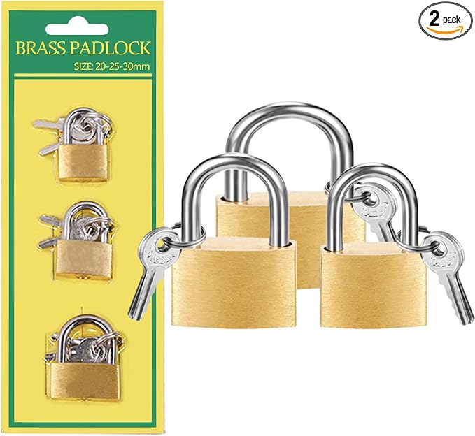 3 Pcs Small Solid Brass Locks with Keys, Mini Key Locks for Luggage Locks, Backpack Small Locks, Gym Locker Padlocks, Jewelry Box Locks… (20-25-30mm)