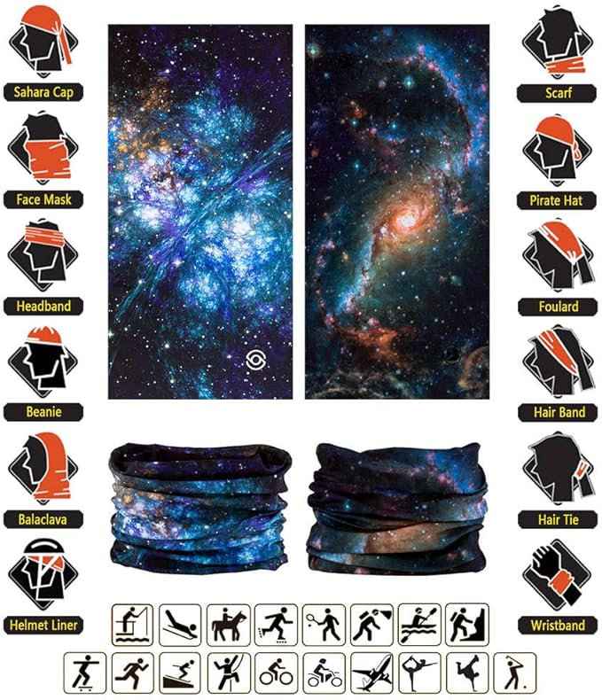VANCROWN Headband Neck Gaiter Head Wrap Headwear Face Mask Magic Scarf Bandana for Men and Women