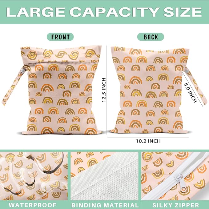 Bohemia Wet Laundry Dry Bags for Diaper Waterproof Swimsuit Washable Reusable Bag for Beach Diapers Dirty Yoga Gym Clothes Plant Gifts for Men Women Baby Friend