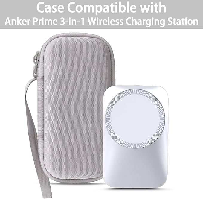 co2CREA for Anker Prime 3-in-1 Wireless Charging Station, Hard Travel Case Compatible with Anker 25W Certified Palm-Sized Foldable Charger, Case Only (White Case)