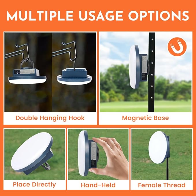 2Pack Tent Light Rechargeable, 60W Camping Lights, Hanging Tent Lights with Magnet, Canopy Lights Outdoor, LED Camping Lantern, Flashlight Portable, Emergency Light for Home Outdoor