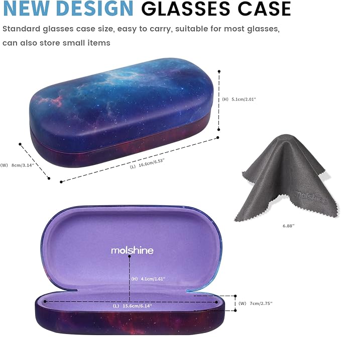molshine Hard Shell Sunglasses Case,Classic Large Glasses Case for Women Men,Sunglass Eyeglasses