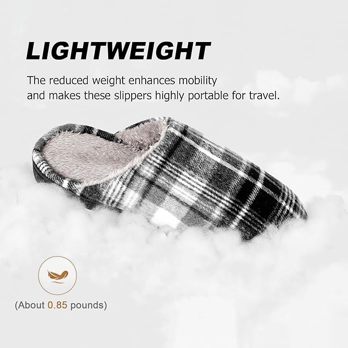 riemot Mens Furry House Slippers Memory Foam Bedroom Shoes Cushioned Lightweight Home Shoe with Thicken Sole Indoor Outdoor Travel Slipper