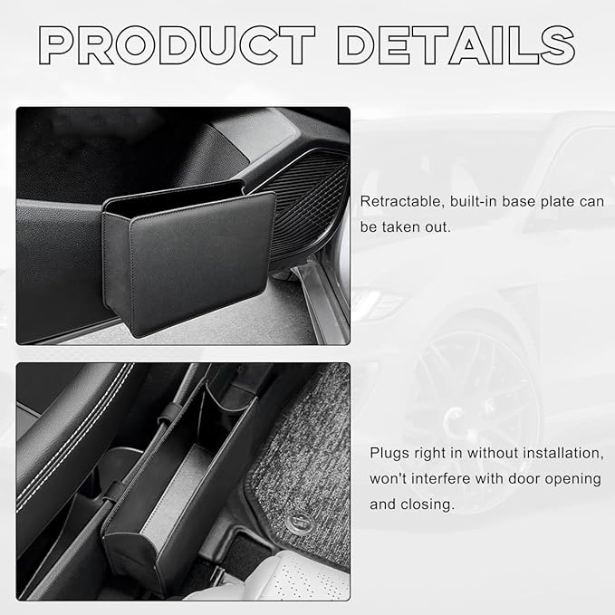 Yourkar Car Trash Can, Foldable Waterproof Leather Car Garbage Organizer Holder, Automotive Mini Dustbin Container with One Roll Trash Bag, Universal Interior Car Accessories (Dark Brown)
