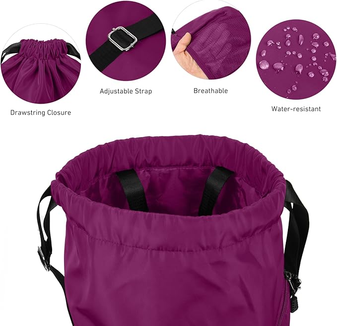 Valleycomfy Waterproof Drawstring Gym Backpack Bag for Men & Women,Sports Gym Bag with Side Pocket Orange