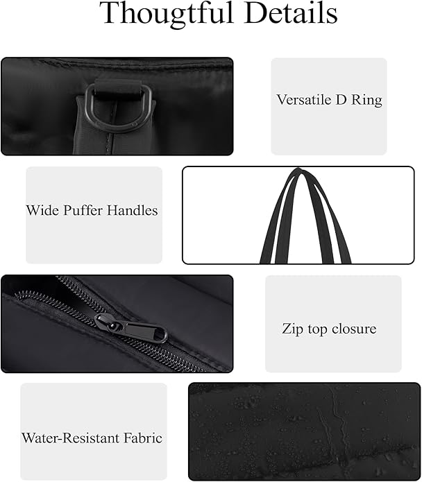 Puffer Tote Bag for Women, Quilted Bow Tote Bag with Cup Holder & 15.6 In Laptop Compartment for Work, Travel, Gym, College