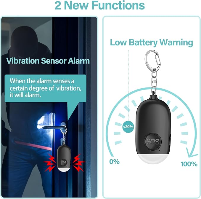 Hion Personal Safety Alarm for Women, 3 Pack Rechargeable 130dB Self Defense Keychain with LED Flashlight, Emergency Safe Sound Security Alarm for Children Elderly, White+Pink+Black