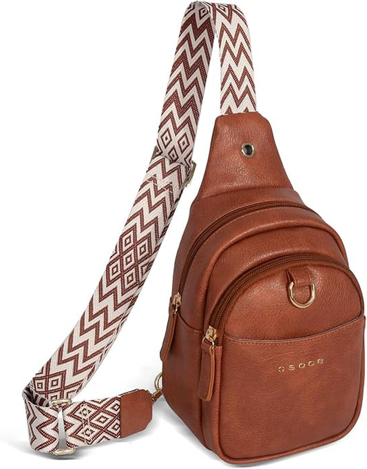 OSOCE Crossbody Bags for Women Sling Bag Anti Theft PU Leather Travel Chest Purse Small Adjustable Strap Fits Large Phone