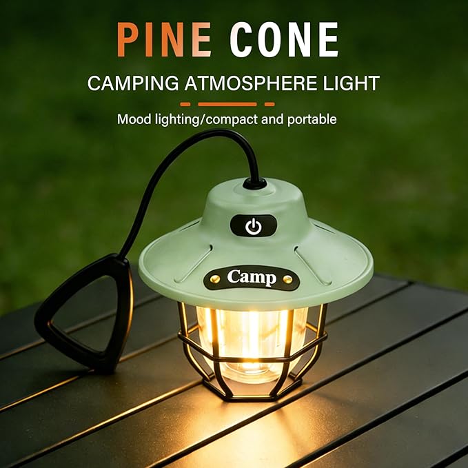 Camping Lantern Rechargeable，1200 Lumens LED Tent Light with 4 Light Modes, USB Portable Outdoor Flashlight for Camping, Hiking, Emergencies, Power Outages, SOS (Light Green)