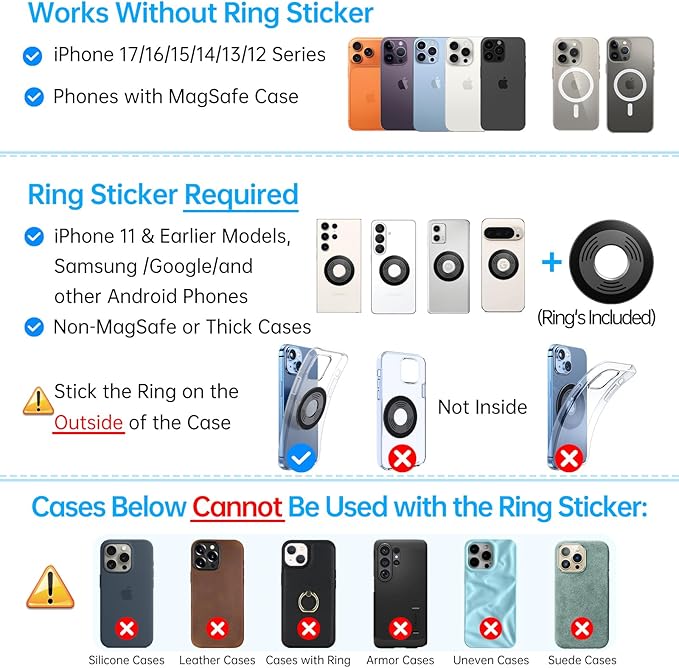 Coolpow【Newest Vacuum Magnetic Phone Holder for Car Phone Holder Mount【Movable Vacuum Suction】Magsafe Car Mount Cell Phone Holders for Your Car Accessories for Women Men for iPhone 17 16(Carbon Fiber)