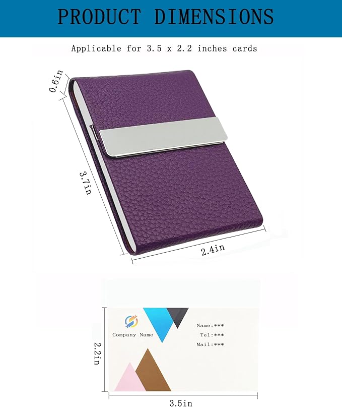 Business Card Holder with Ultra Slim Design,Business Card Case with Premium PU Leather, Suit Pocket Metal Card Holder for Women/Men,Professional Name Card Holder with Magnetic Shut (Purple)