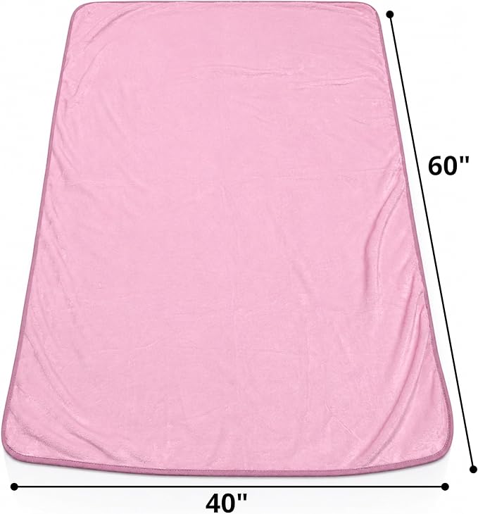 Travel Blanket Airplane Compact with Bag, Soft 40" x 60" Blanket with Luggage Strap & Underseat Personal Item Organizer for Flights, Home & Office, Pink