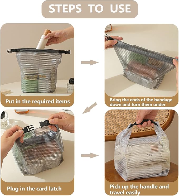 Cosmetic storage bag with dry and wet separation, wash bag, hand-held bag, portable storage bag, simple style,suitable for travel, fitness, swimming, outdoor rafting (White, 7.1in*6.3in*9.4in)