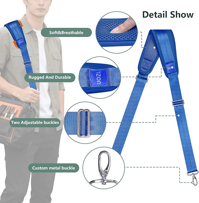 67 Inch Shoulder Straps, Soft with Ultra-Thick Fixed Shoulder Pad, Two Way Independently Adjustable Buckle Replacement Straps for Laptop Bag Messenger Bag Tool Bag Luggage,Blue