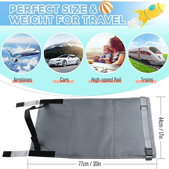 Toddler Airplane Bed, Kids Seat Extender Travel Bed, Portable Long Trip Flyaway Kid Seat Footrest, Must Have for Infant Sleeping & Rest, Toddler Travel Essential for Airplane (One)
