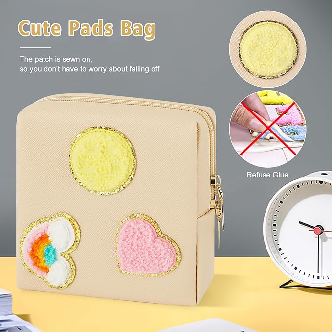 airogym Period Bag for Women, Sanitary Napkin Storage Bag, Functional PU Leather Sanitary Pad Bags for Panty Liners, Tampons, Menstrual Cup Pouches, Sanitary Pads Organizer