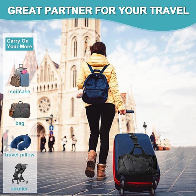 4Pack Luggage Straps Add Bag Luggage Straps to Connect Two Suitcases, Adjustable Luggage Belt Connector for Carry On, Travel Attachment Accessories to Hold Suitcases Together, Blue