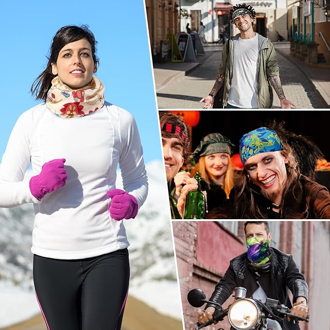 Tarpop 12/30 Pcs Neck Gaiters Scarf Elastic Wrap Headband Sweat Absorbing Bandana for Women Men Sports Yoga Running