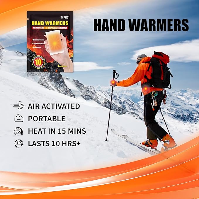 Hand Warmers Disposable 10 Pack - Up to 10 Hours of Heat - Super Long Lasting Air Activated Warmers, All Natural & Portable for Body, Hands & Toes - Odorless Hot Warmer Gifts for Winter Work