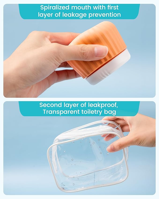 Mrsdry Travel Containers for Toiletries 4 Pack, TSA Approved Travel Size Toiletries, Travel Size Containers, With Clear Bag Leak Proof Silicone Jars, Travel Essentials Creams Jars Carrying Small Items
