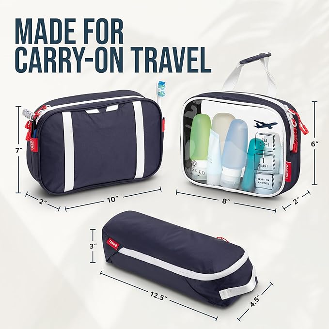Toiletry Bag Kit Set: Hanging Travel Toiletry Bag + 311 TSA Cosmetic Liquid Bag + Ultralight Accessory Organizer Pouch